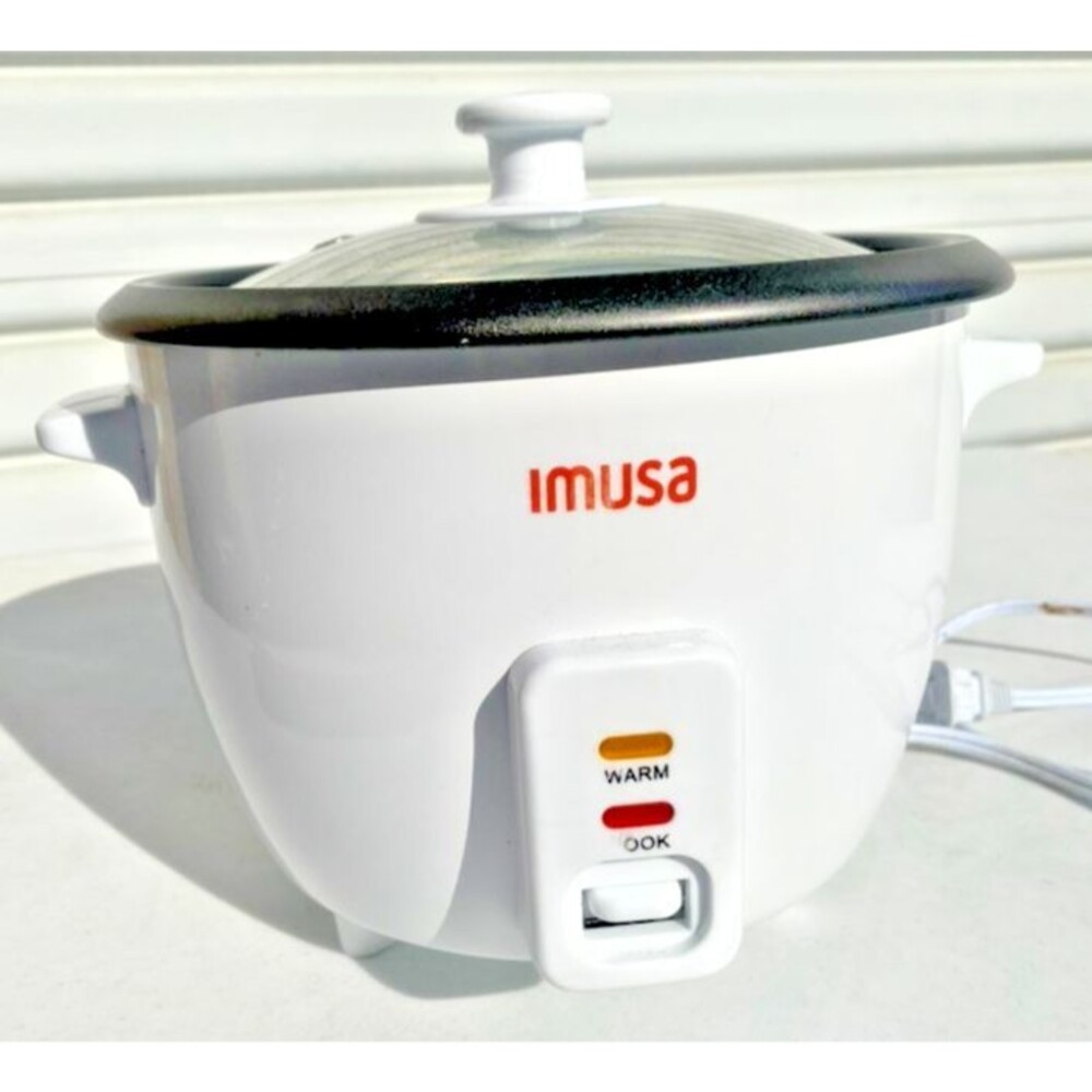 IMUSA Electric Rice Cooker 5 Cup Uncooked – Ceramic Nonstick Pot - Black / White